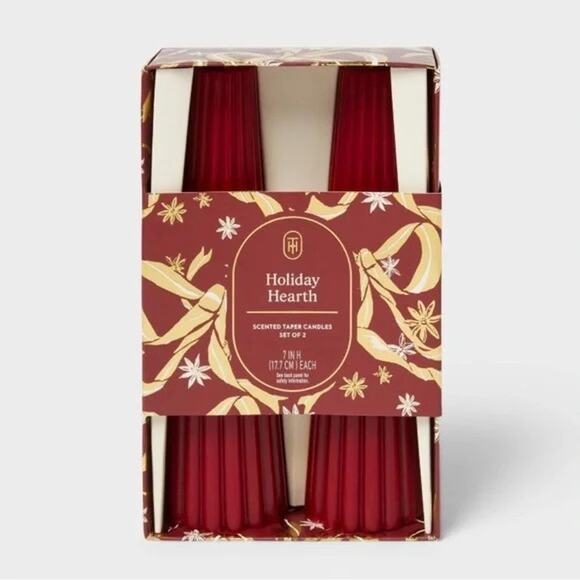Threshold NWT NIB Holiday Hearth Scented Taper Candles Set of 2 - Picture 1 of 6